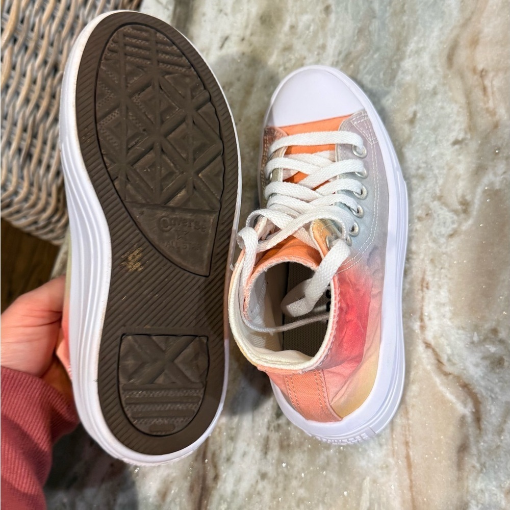 Kids CONVERSE Chuck Taylor All Star Platform rainbow ombré sneakers- Size 3.5 - Picture 6 of 8